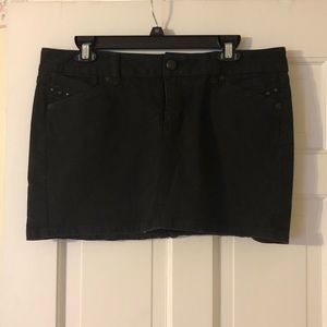 Black denim miniskirt